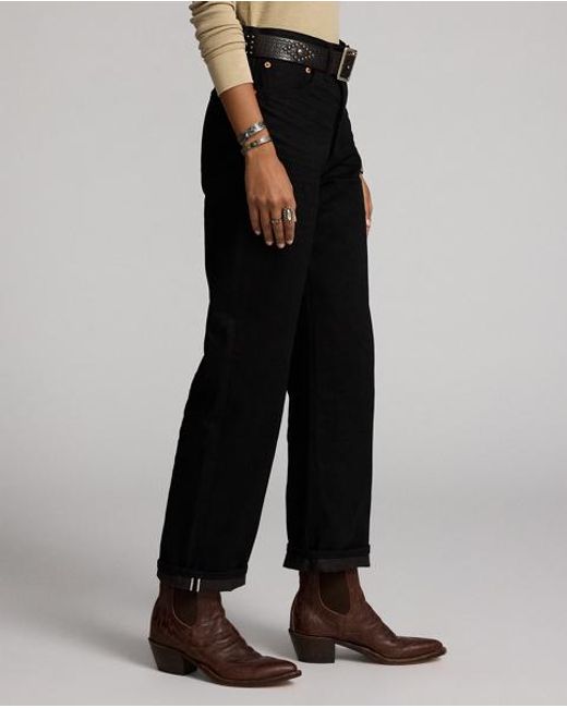 RRL Black High Boy Fit Selvedge Jean