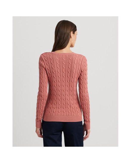 Lauren by Ralph Lauren Red Ralph Lauren Button-trim Cable-knit Cotton Sweater