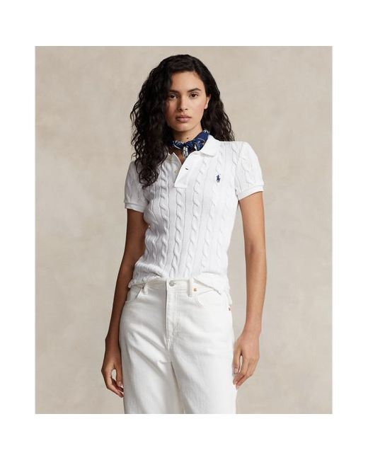 Polo Ralph Lauren Kabelgebreid Polo-shirt in het White