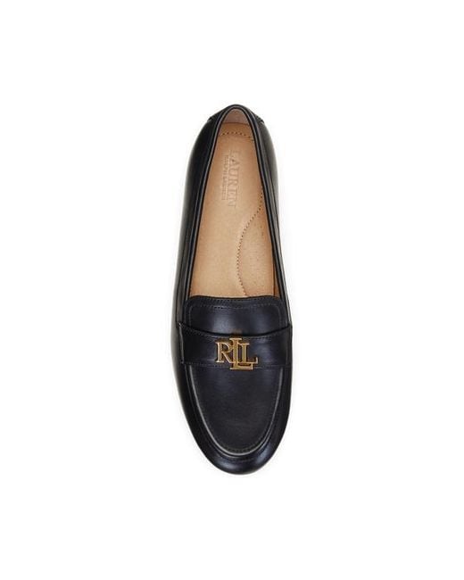 Lauren by Ralph Lauren Black Averi Iii Burnished Leather Loafer