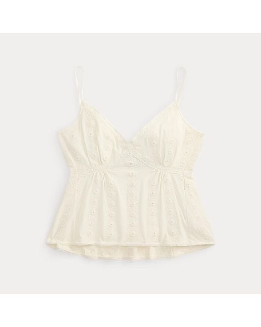 RRL White Embroidered Cotton Jersey Camisole