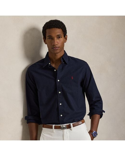 Polo Ralph Lauren Blue Custom Fit Garment-dyed Oxford Shirt for men