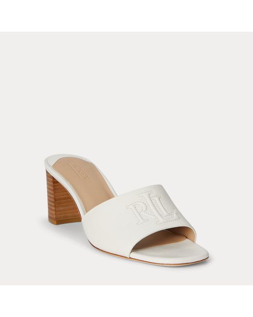 Ralph Lauren White Ralph Lauren Everley Block-Heel Nappa Leather Sandal