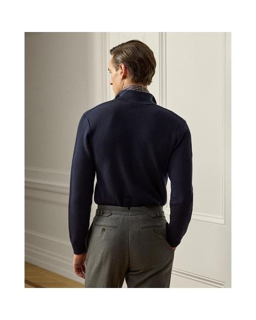 Ralph Lauren Blue Ralph Lauren Piqué-Knit Wool Quarter-Zip Sweater for men