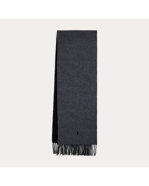 Polo Ralph Lauren Black Fringe-Trim Wool Scarf