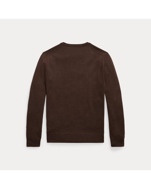 Polo Ralph Lauren Brown Slim Fit Washable Wool Crewneck Jumper for men