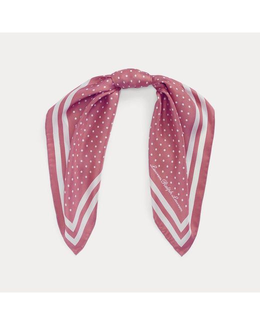 Foulard in twill di seta a pois di Ralph Lauren in Pink