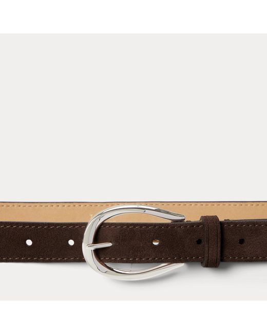 Polo Ralph Lauren Natural Stirrup-Buckle Calfskin Suede Belt