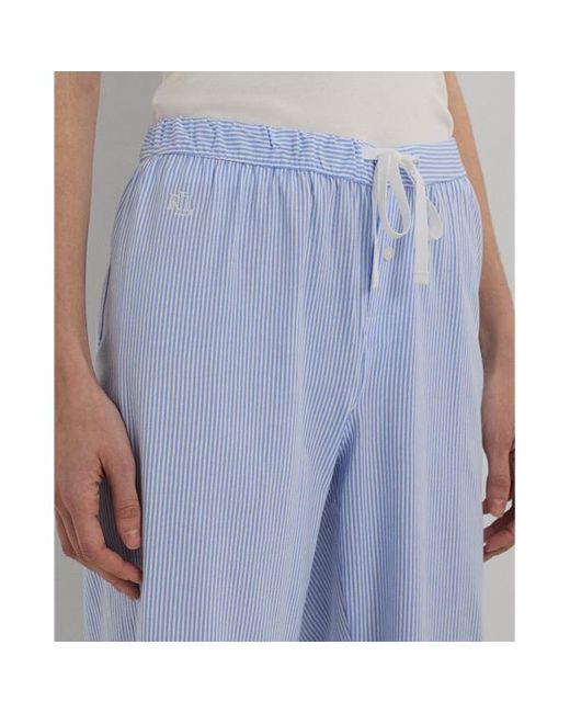 Lauren by Ralph Lauren Blue Striped Cotton Jersey Pyjama Trouser