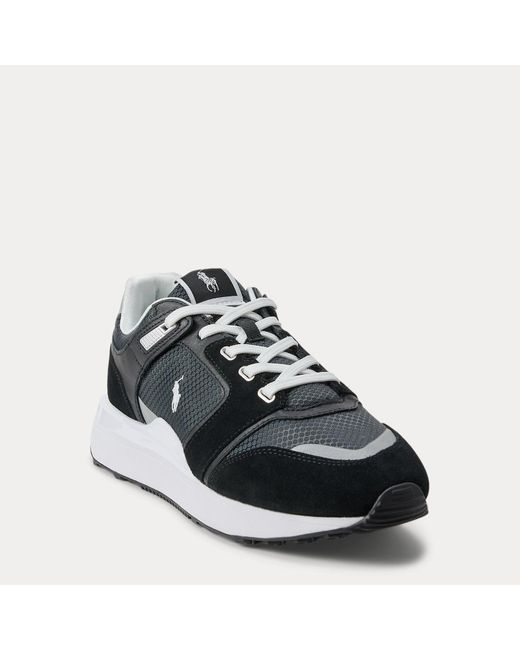 Polo Ralph Lauren Black Train 89 V2 Suede-Panelled Trainer for men