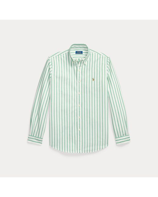 Polo Ralph Lauren Blue Custom Fit Striped Oxford Shirt for men