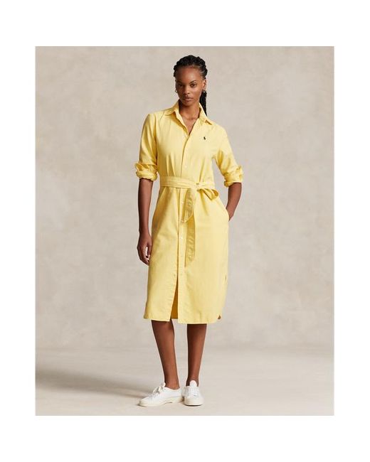 Polo Ralph Lauren Yellow Hemdkleid aus Baumwolloxford mit Gürtel