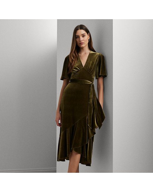 Ralph lauren green velvet dress hot sale