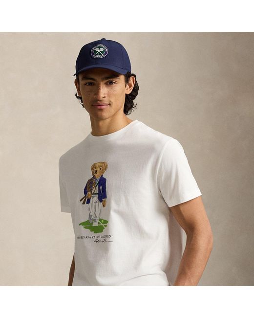 Polo Ralph Lauren White Wimbledon Classic Fit Polo Bear T-Shirt for men
