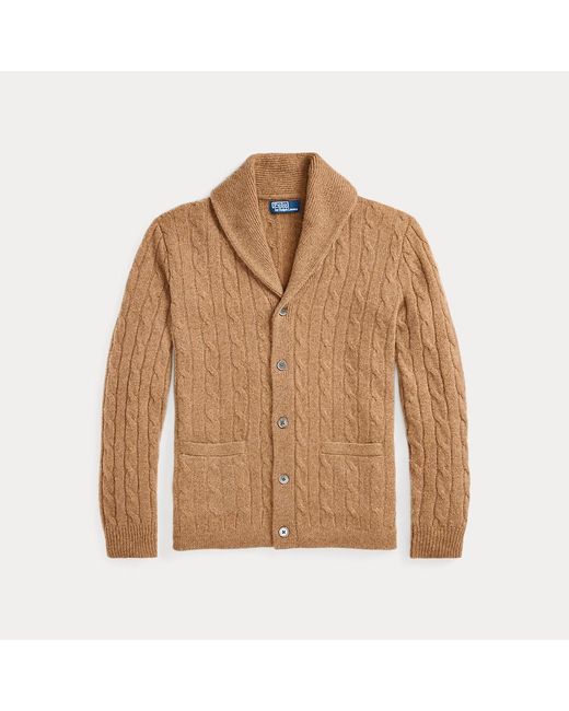 Polo Ralph Lauren Brown Cable-knit Cashmere Shawl Cardigan for men