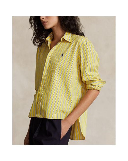 Camicia in cotone a righe di Polo Ralph Lauren in Yellow