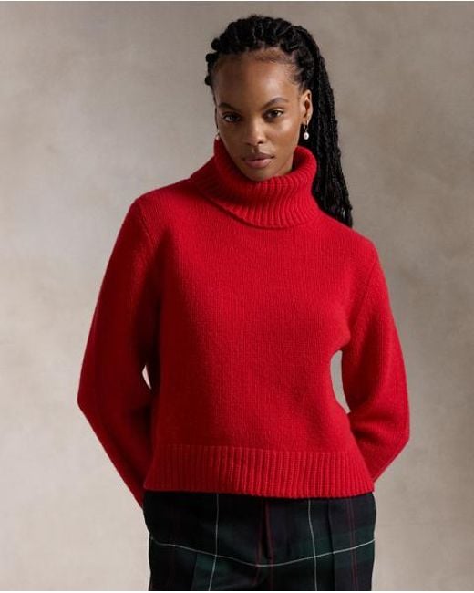 Polo Ralph Lauren Red Wool-Cashmere Turtleneck Sweater