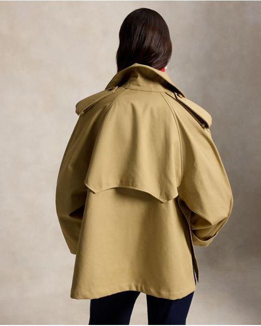 Polo Ralph Lauren Green Balloon Cotton Twill Trench Coat