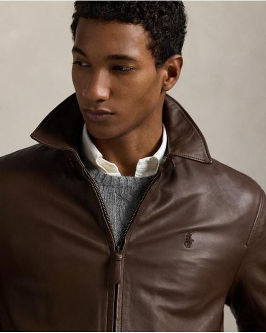 Polo Ralph Lauren Lambskin Leather Jacket in Brown for Men Lyst UK