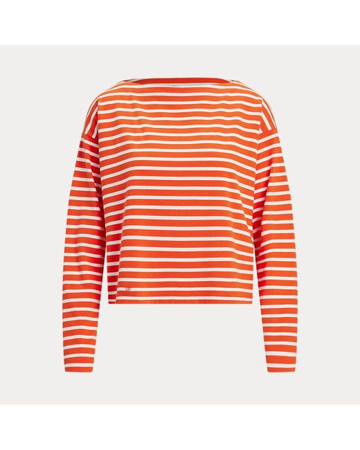 Ralph Lauren Red Gestreiftes Top Mit U-Boot-Ausschnitt