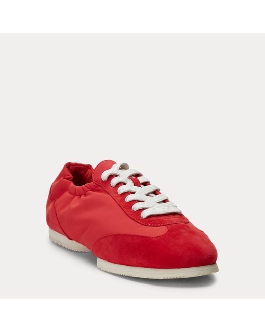 Polo Ralph Lauren Red The Suede Pony Ballerina Trainer