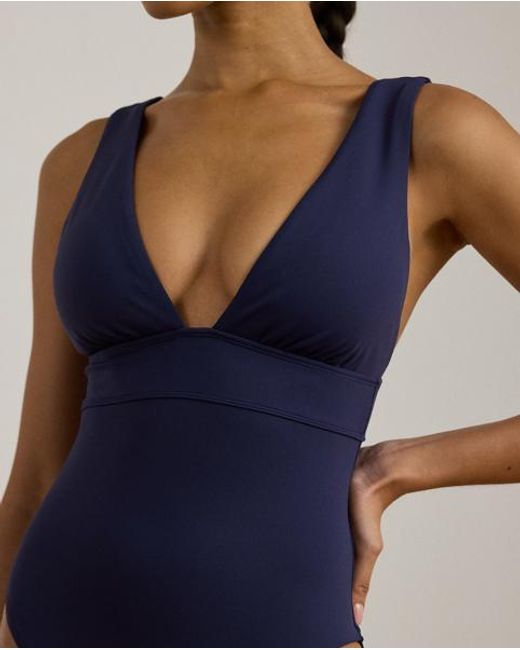 Ralph Lauren Blue V-Neck One-Piece