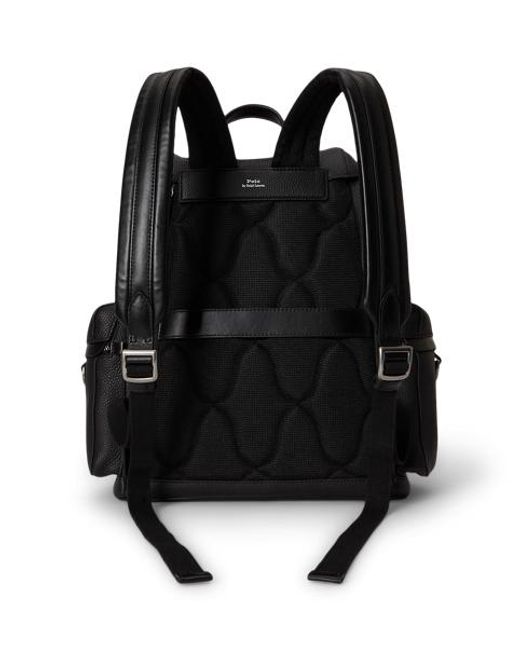 Polo Ralph Lauren Black Polo Id Pebbled Leather Backpack for men