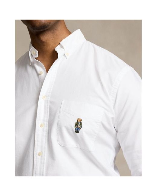 Taglie Plus - Camicia Oxford Polo Bear di Ralph Lauren in White da Uomo