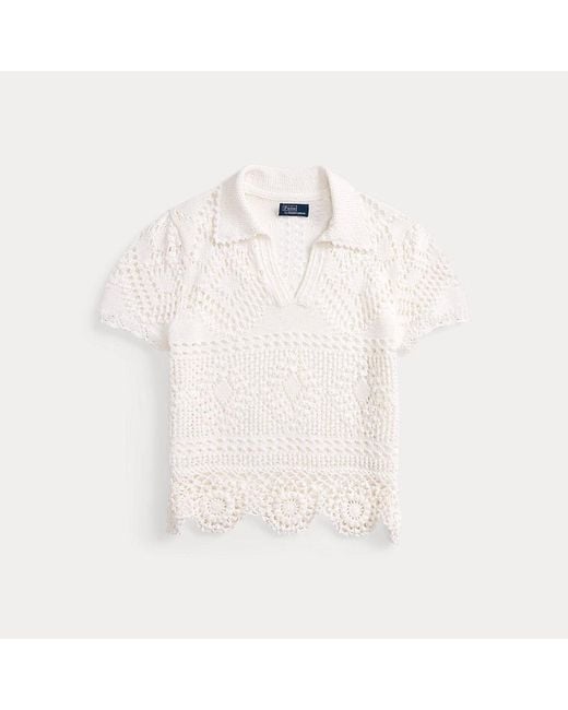 Ralph Lauren Natural Pointelle Cotton Polo Shirt
