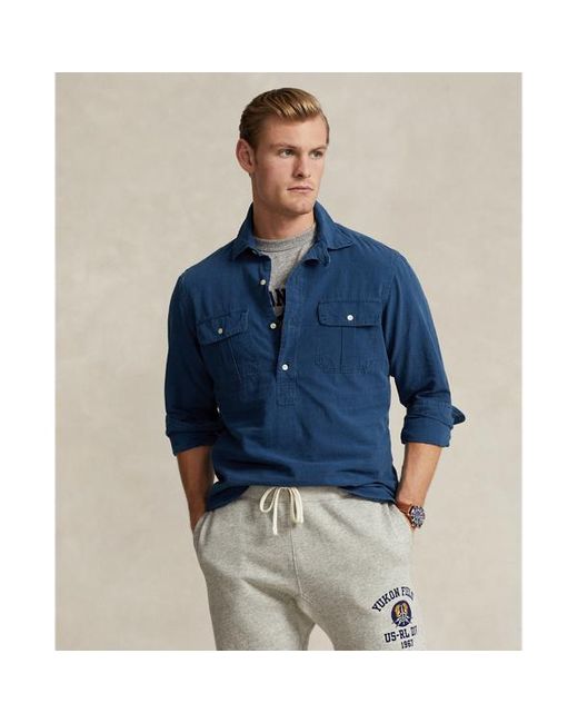 Ralph Lauren Blue Classic Fit Indigo Popover Workshirt for men