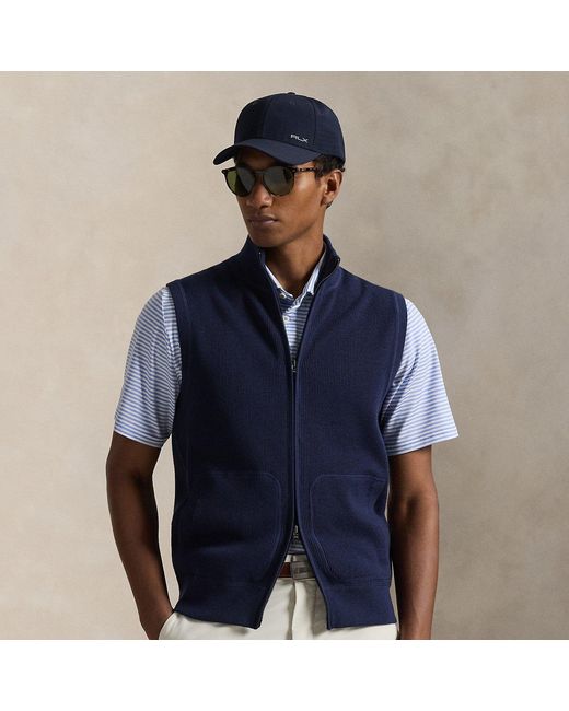 Ralph Lauren Blue Performance Full-Zip Sleeveless Jumper for men