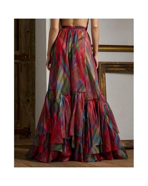 Ralph Lauren Collection Multicolor Daphne Print Silk Gazar Maxiskirt