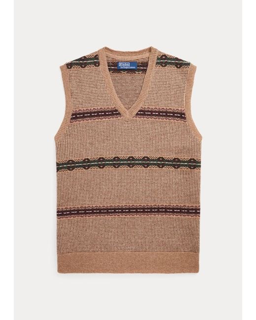 Polo Ralph Lauren Fair Isle Wool Sleeveless Jumper in Natural for Men
