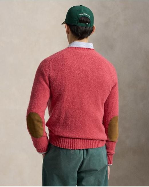 Polo Ralph Lauren Red Suede-Patch Wool-Cashmere Jumper for men