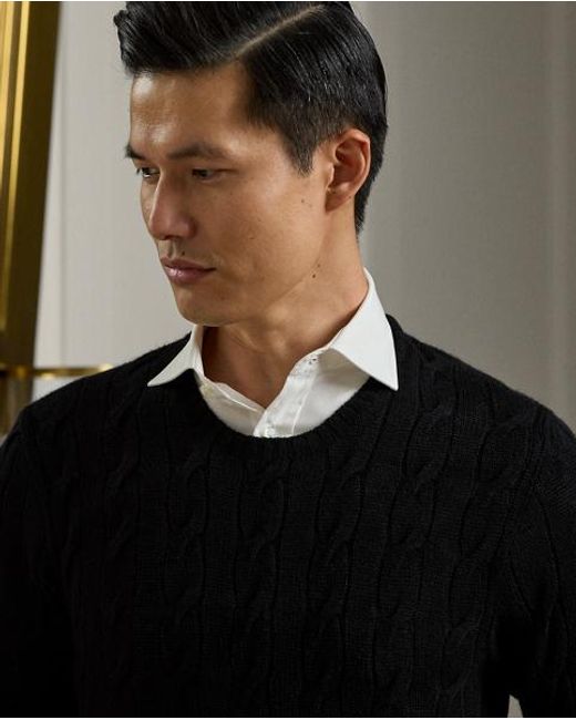 Ralph Lauren Black Cable-Knit Cashmere Sweater for men