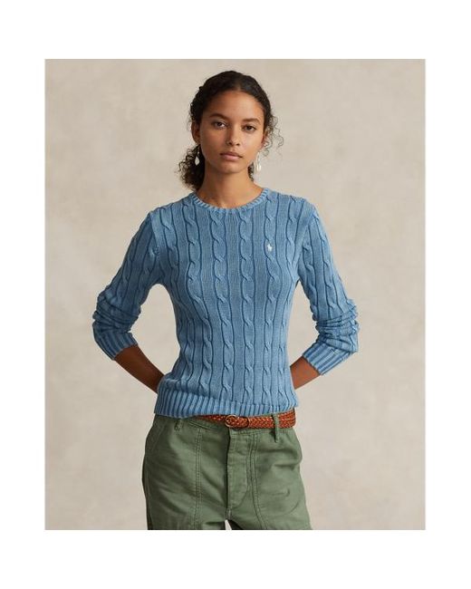 Polo Ralph Lauren Blue Tonal-motif Cable Cotton Sweater