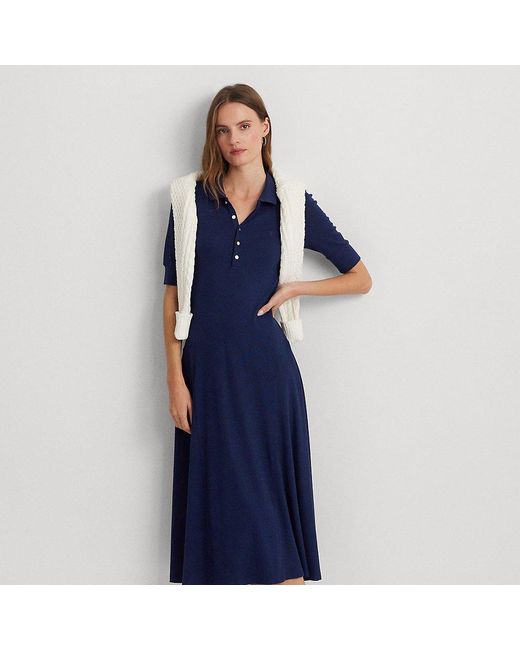 Lauren by Ralph Lauren Blue Cotton-blend Polo Dress