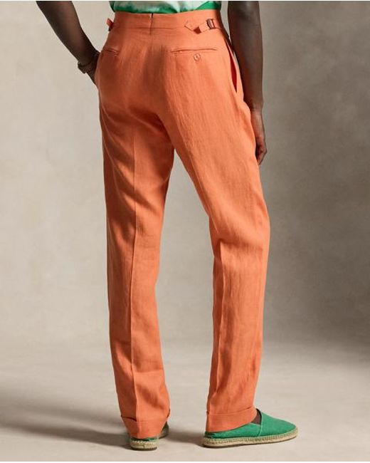 Polo Ralph Lauren Red Pleated Linen Suit Trouser for men
