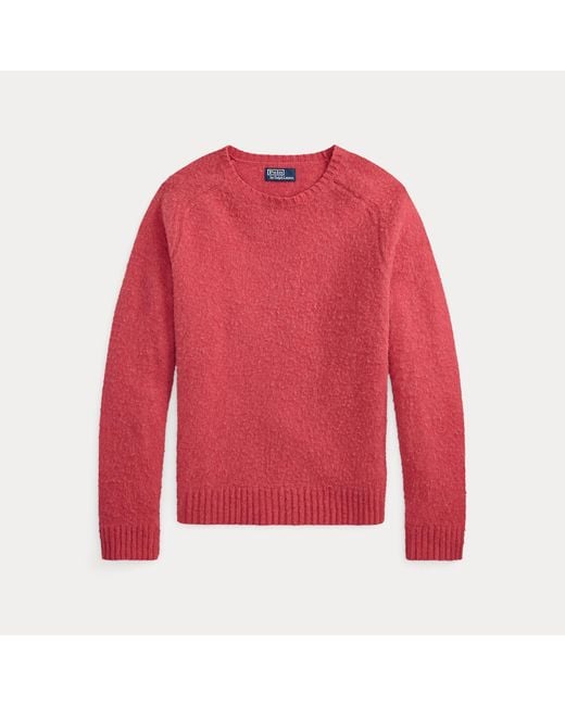 Polo Ralph Lauren Red Suede-Patch Wool-Cashmere Jumper for men