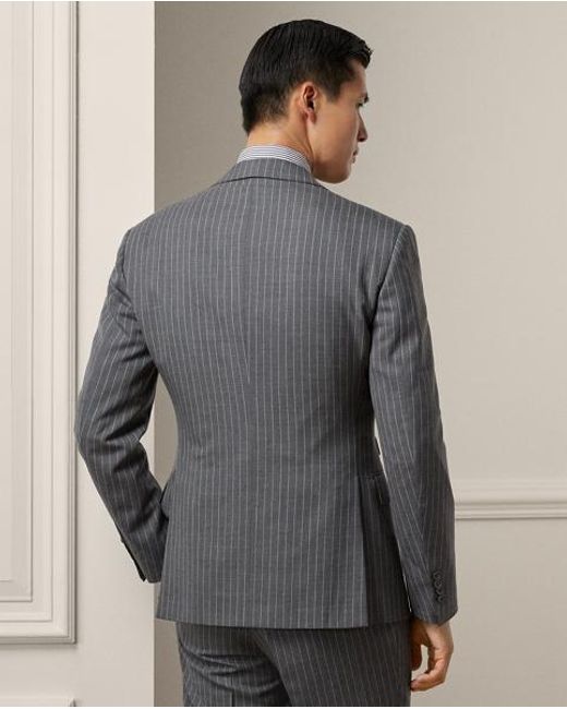 Ralph Lauren Gray Ralph Lauren Handmade Striped Wool-Blend Suit for men