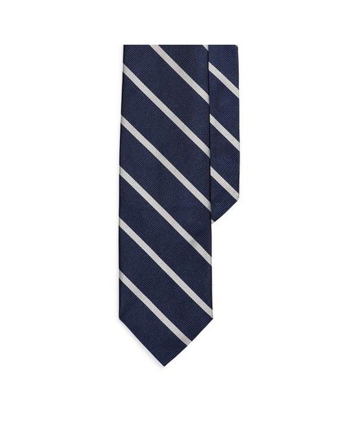 Ralph Lauren Blue Striped Silk Repp Narrow Tie for men