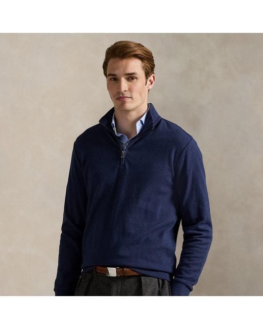 Polo Ralph Lauren Men's Blue Textured Quarter-Zip Pullover