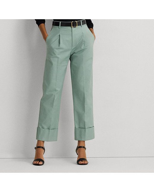 Pantalón tobillero de algodón elástico Lauren by Ralph Lauren de color Green