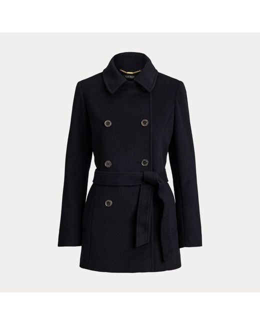 Ralph Lauren Black Zweireihiger Mantel Mit Gürtel