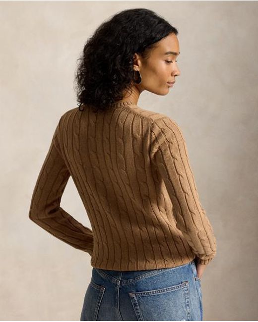 Polo Ralph Lauren Brown Cable-Knit Cotton Crewneck Jumper