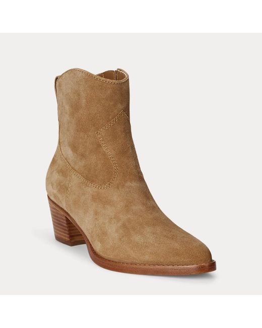 Ralph Lauren Brown Harpher Suede Bootie
