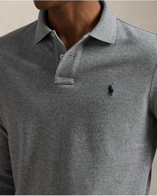 Polo Ralph Lauren Custom-Slim Langarm-Polo in Gray für Herren