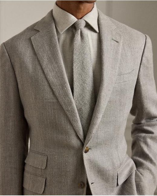 Ralph Lauren Kent Handgemaakt Visgraat Colbert in het Gray voor heren