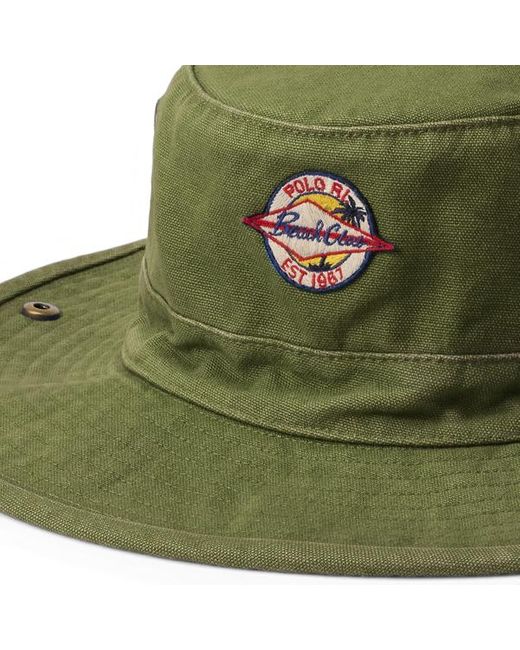 Cappellino bob in tela con logo di Polo Ralph Lauren in Green da Uomo