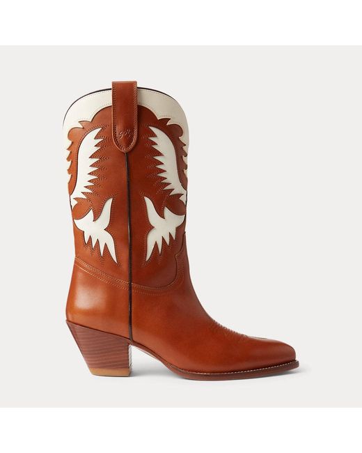 Bottes western en cuir de vachette Polo Ralph Lauren en coloris Brown